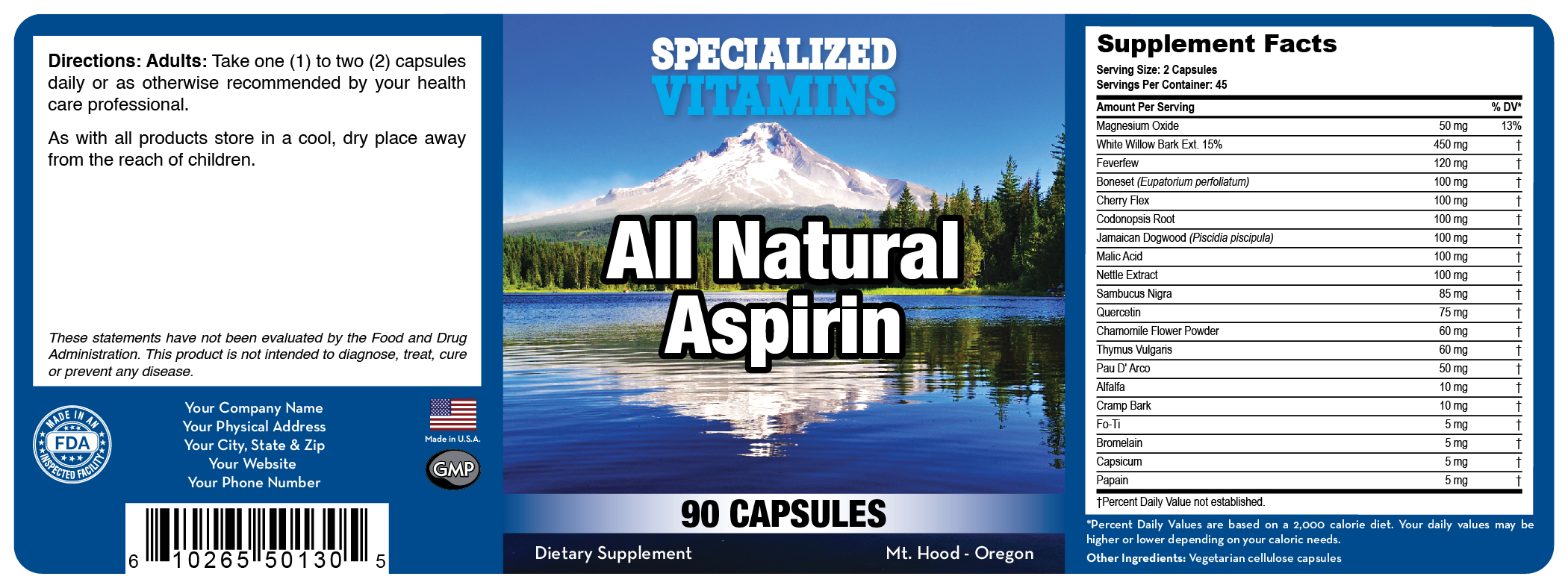 All Natural Aspirin 90 Caps
