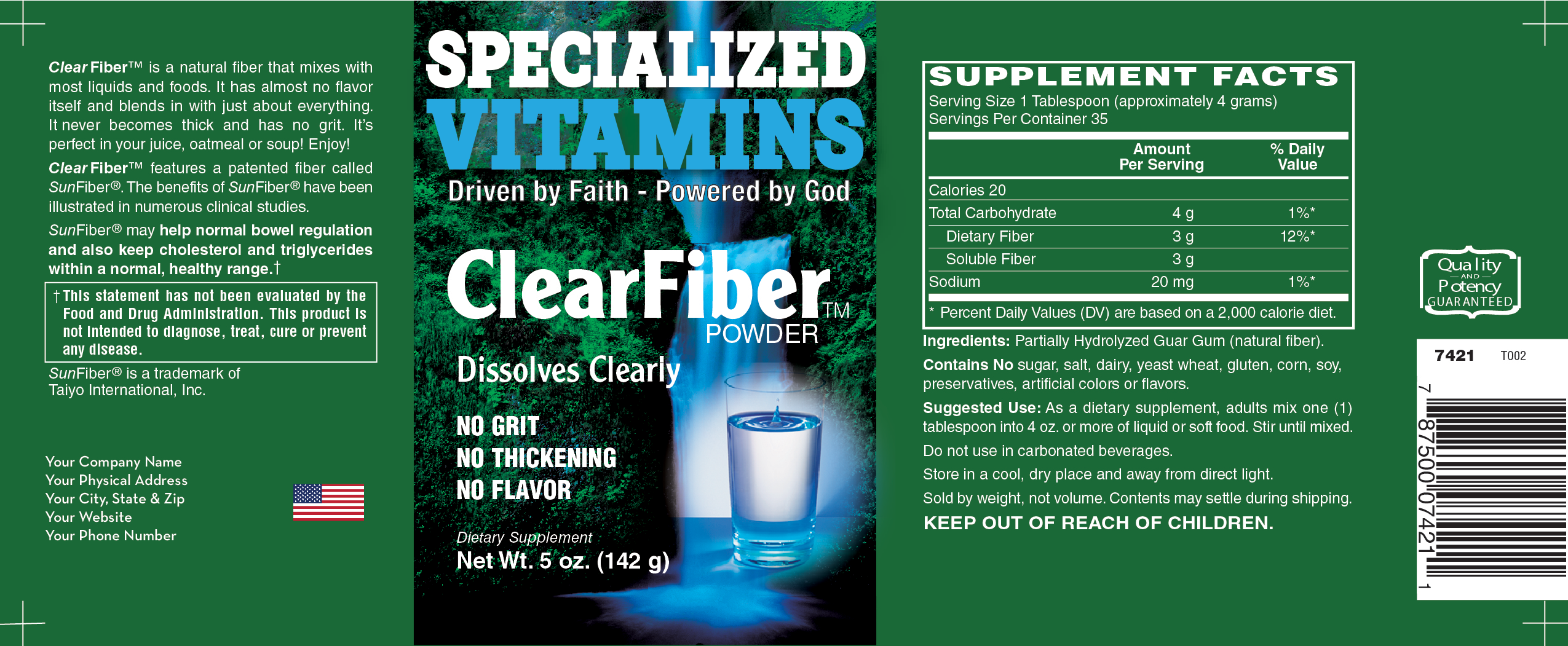 Clear Fiber Powder 35 Servings 
