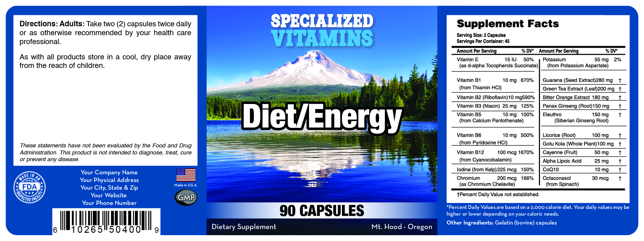 Diet and Energy - All Natural 90 Caps