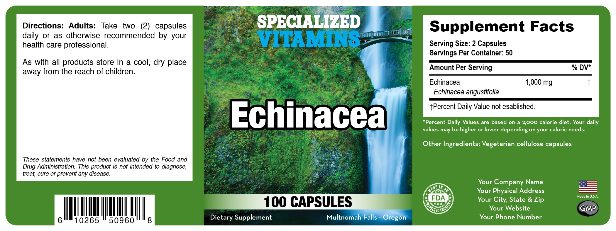 Echinacea 1,000mg 100 Caps