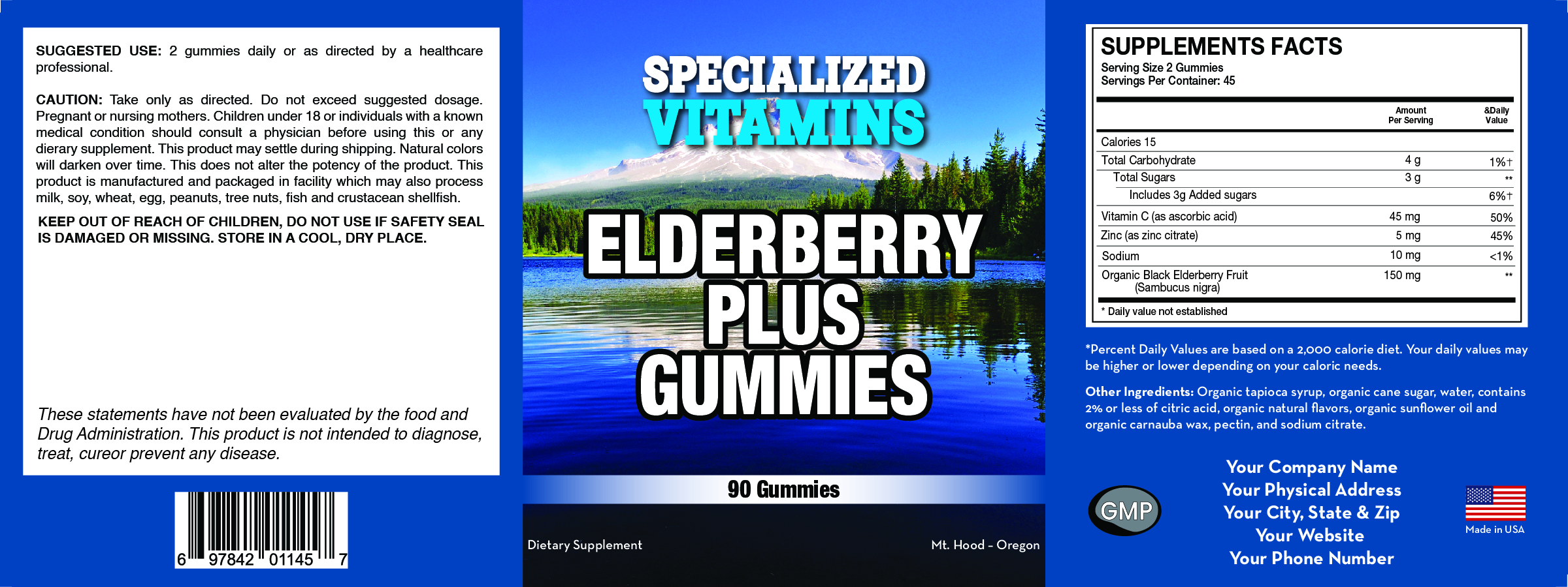 Elderberry Plus w/ Vitamin C and Zinc (Organic) – Vegetarian - 90 Gummies