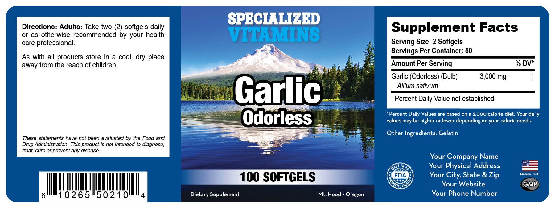 Garlic Odorless 3,000mg Odorless 100 Softgels