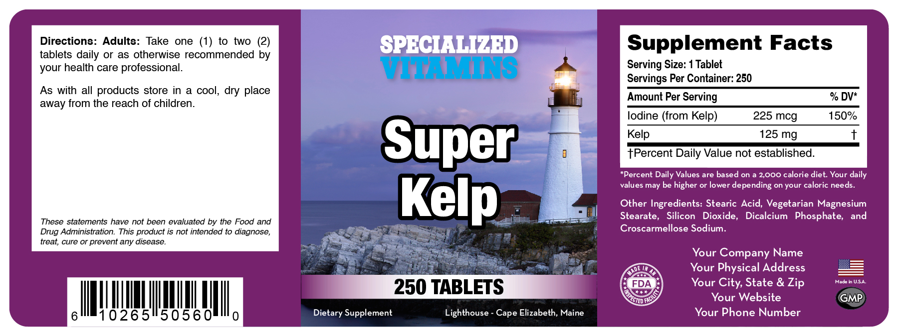 Kelp - Iodine - 250 Tabs
