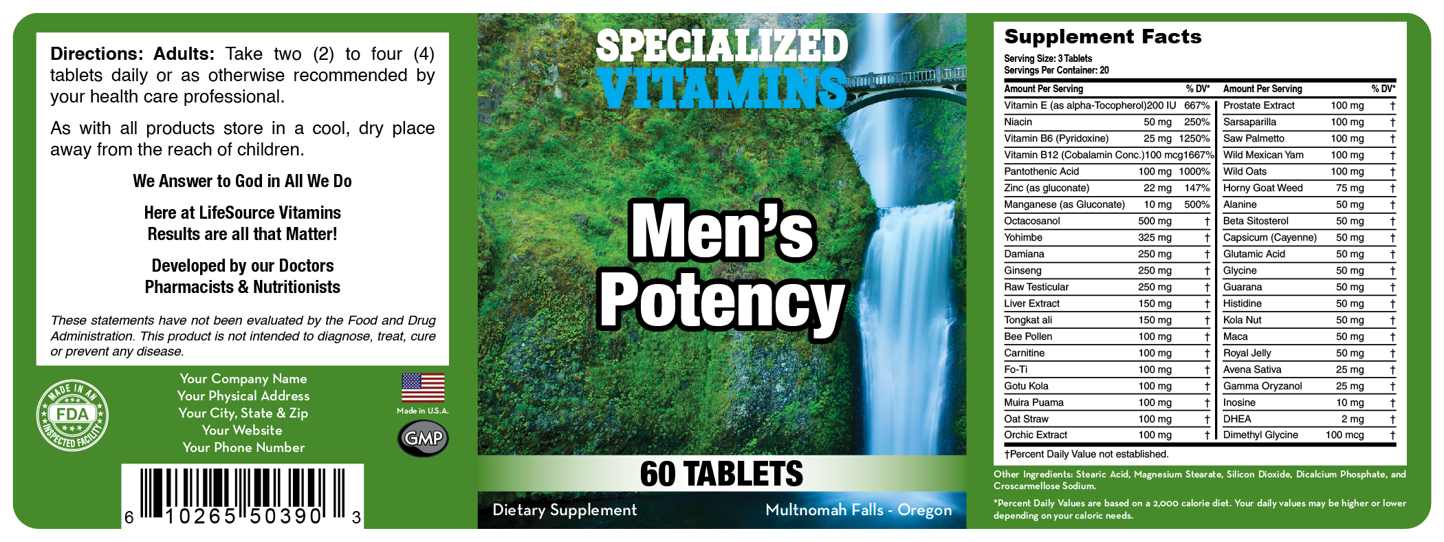 Men's Potency Libido Enhancer 60 Tabs