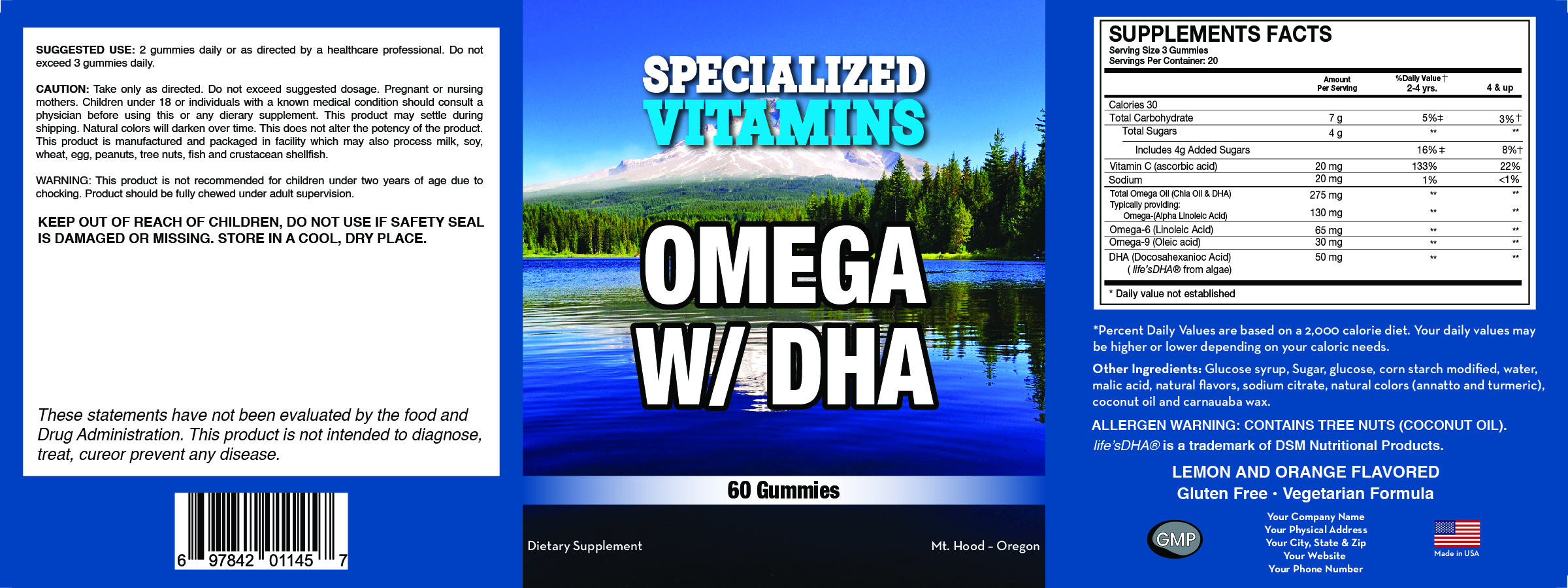 Omega 3,6, & 9 w/ DHA - 60 Gummies – Vegetarian 100% Plant Based