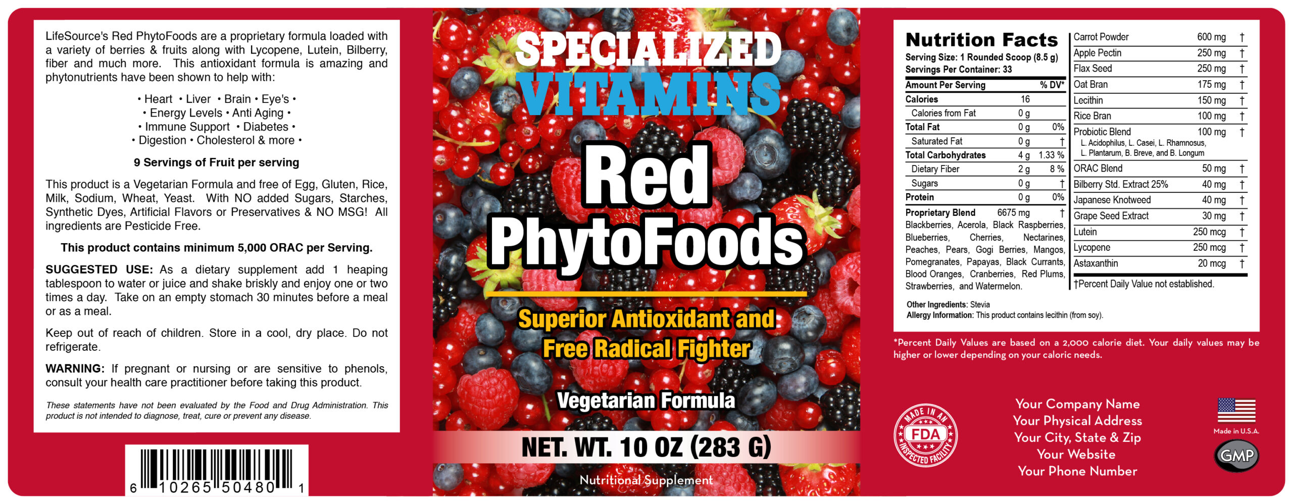 Power Reds Phyto Foods Powder 10 oz