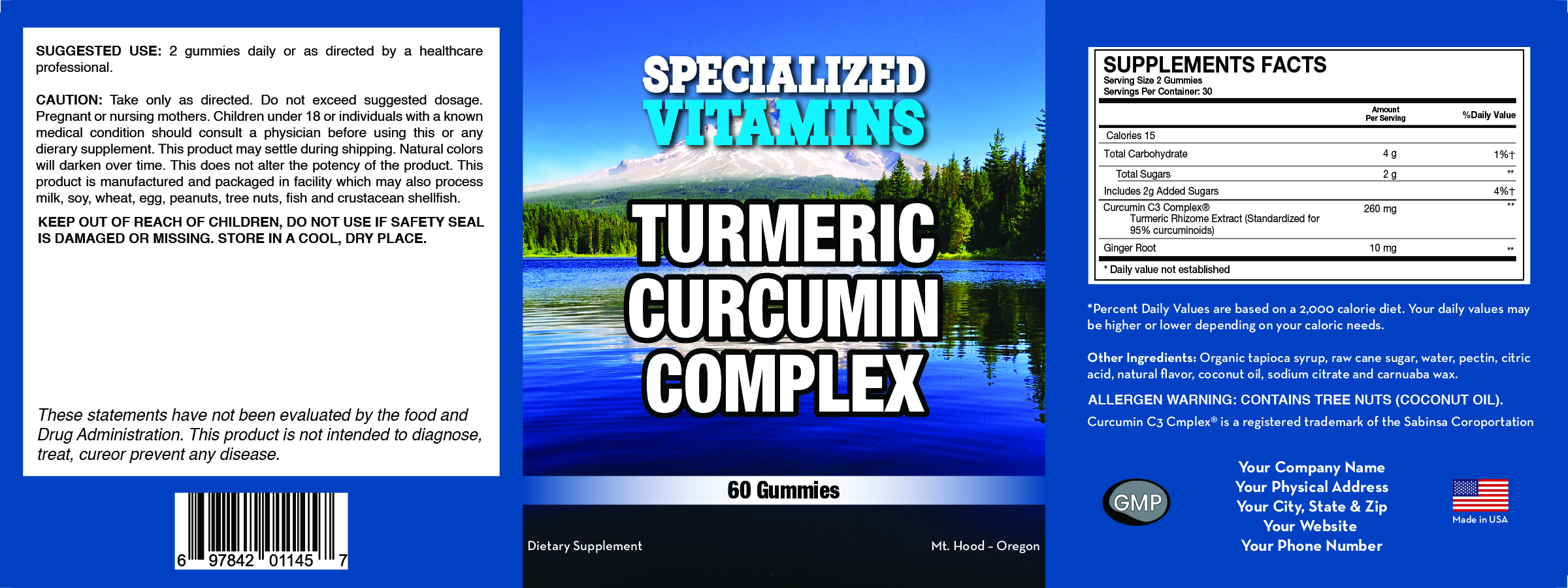 Turmeric Curcumin Complex w/ Ginger - Vegetarian - 60 Gummies